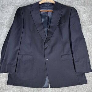 Vintage Burberry‎ Blazer Men's 48L Navy Blue Super 100s Wool Striped Jacket